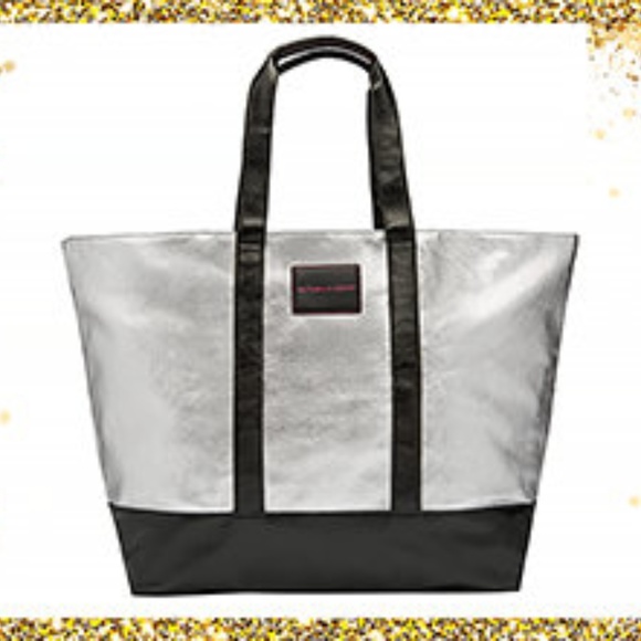 Victoria's Secret Handbags - Victoria's Secret Silver & Black Weekender Tote